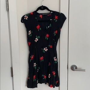Motel black floral skater mini dress